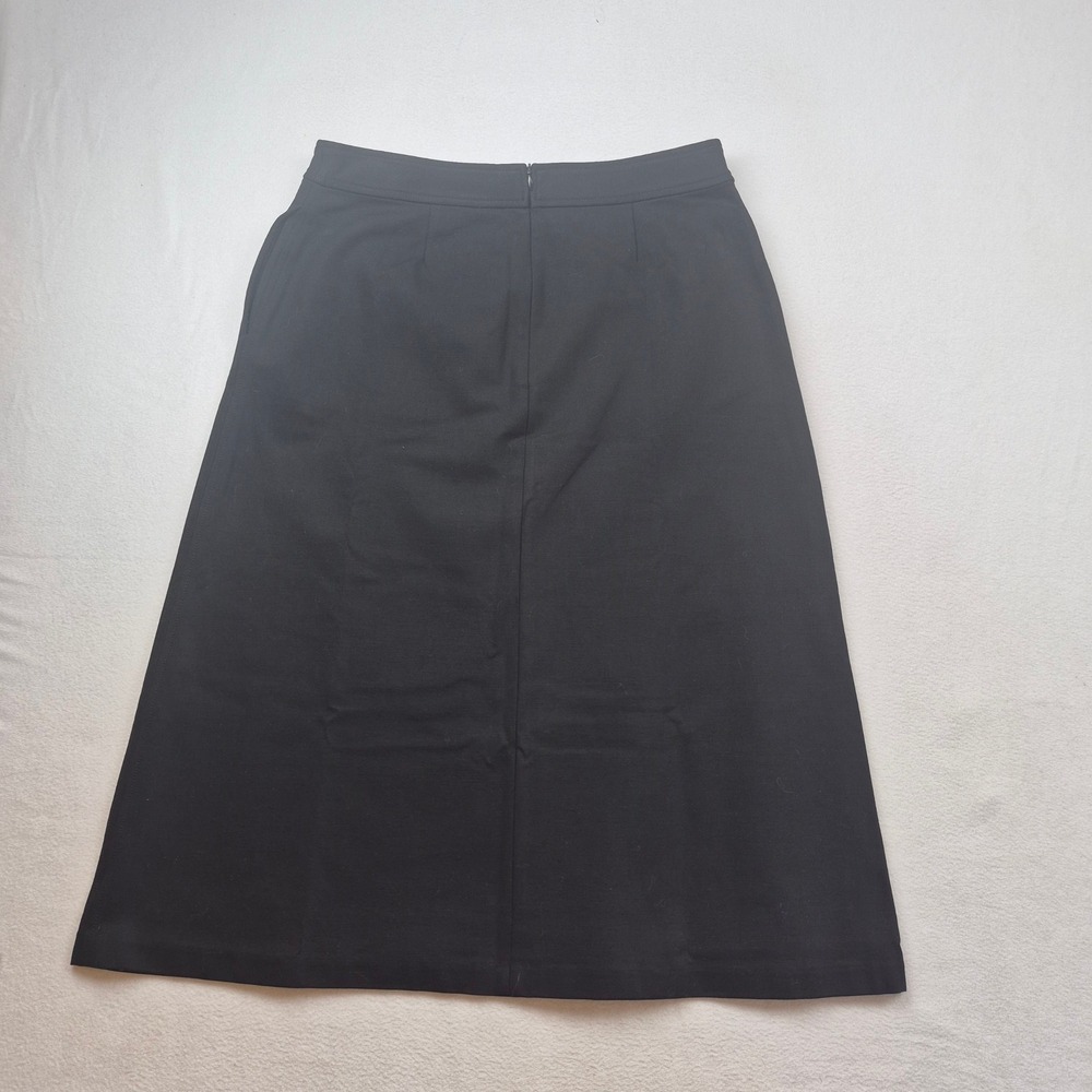 J Jill Black Stretch A-Line Midi Skirt Size 12 Career‎ Office Church New - Picture 2 of 16